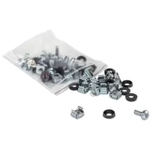 Image of Intellinet Cage Nut Set 100 Pack - M6 Nuts Bolts and Washers Suitable for Network Cabinets/Server Racks Plastic Storage Jar Lifetime Warranty