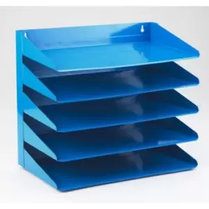 Image of Avery Letter Rack 5-Tier Steel W380xD230xH335mm Blue Ref 605SBlue
