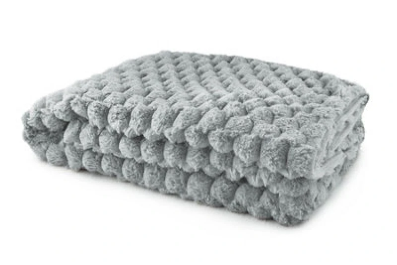 Image of Emma Barclay Lush Luxurious Faux Rabbit Fur Throw For Sofa Blanket Silver 127X152Cm