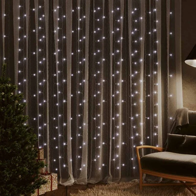 Image of VIDAXL Vidaxl - LED Curtain Fairy Lights 3x3m 300 LED Cold White 8 Function 8720286434727