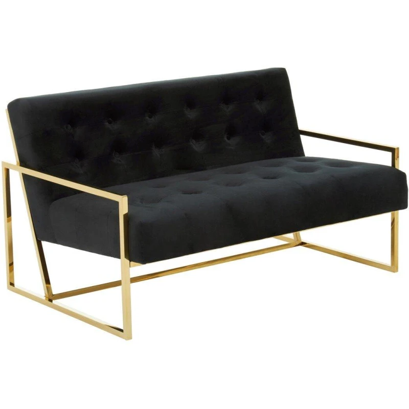 Image of Fifty Five South Azalea Two Seat Black Velvet Sofa Gold unisex One Size