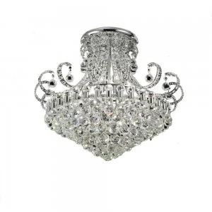 Image of Flush Ceiling Round 12 Light Polished Chrome, Crystal