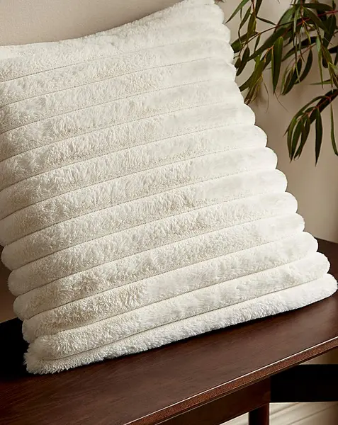Image of Catherine Lansfield Cosy Ribbed Cushion Cream 45X45 MN30401