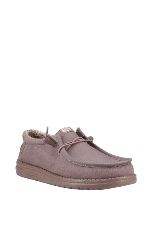 Image of HEYDUDE Mens Wally Stretch Canvas Shoes in Taupe Size: 10 Taupe Male 10
