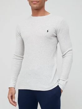 Image of Polo Ralph Lauren Waffle Long Sleeve Lounge Top - English Heather, English Heather, Size 2XL, Men