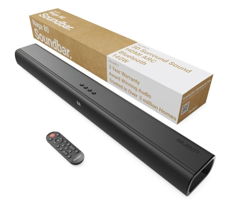 Image of Majority Naga 80 2.1 Wireless Sound Bar, Black 5056444112835