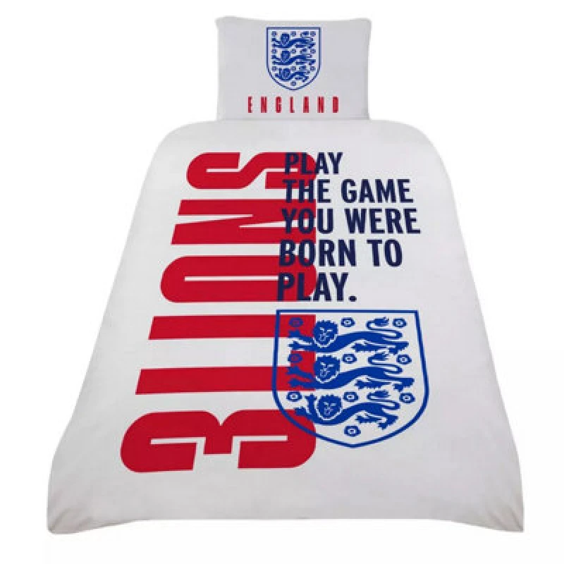 Image of England Fa Born To Play Crest Duvet Cover Set White/dark Blue/red (Single)