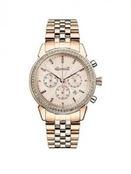 Image of Ingersoll Ingersoll 1892 The Gem Rose Gold Jewelled Chronograph Dial Rose Gold Stainless Steel Bracelet Ladies Watch, One Colour, Women