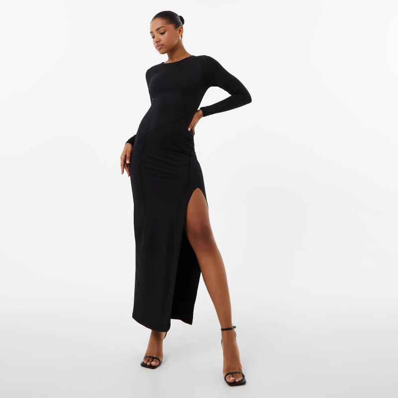 Image of Jack Wills Asymmetric Seam Maxi Dress - Black 6
