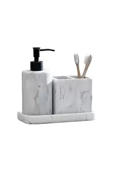Image of Marble' 3 Piece Bathroom Accessory Set