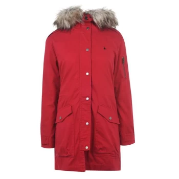 Image of Jack Wills Everlyn Detachable Faux Fur Parka Jacket - Red