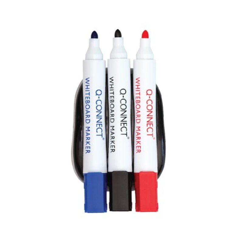 Image of Q-Connect Magnetic Whiteboard Erase with 3 Whiteboard Markers KF18634