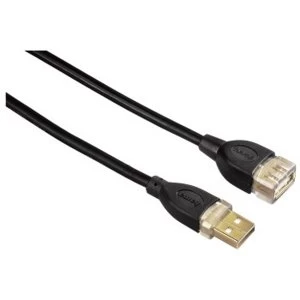 Image of Hama USB 2.0 Extension cable gold-plated, double shielded, black, 1.80 m