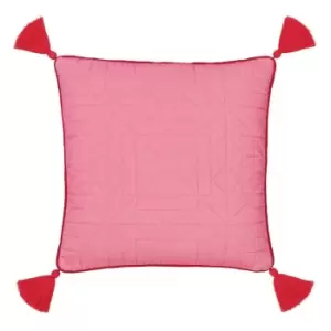 Image of Joules Garland Floral Quilted Cushion - Pink