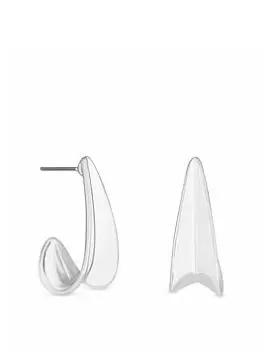 Image of Mood Silver Polished Dome Sculptured Hoop Earrings