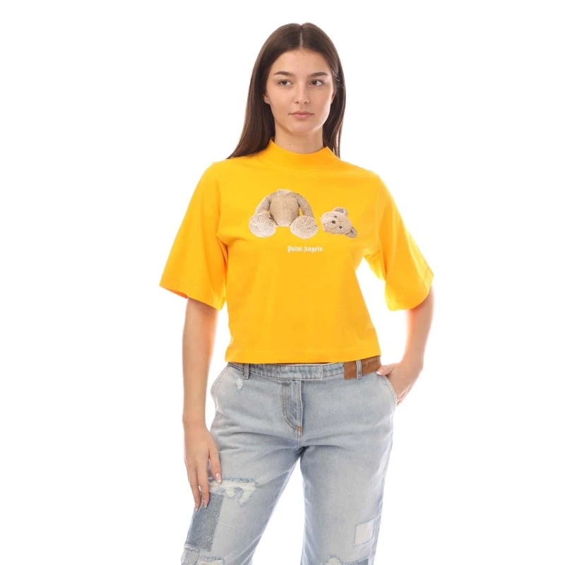 Image of Palm Angels Bear Fitted T-Shirt - Yellow Yellow XS
