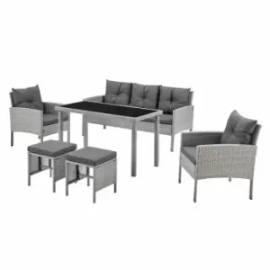 Image of Dark Grey 6PCS sofa set Grey Cuhsion