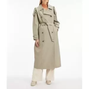 Image of Long Oversized Trench Coat in Cotton Mix
