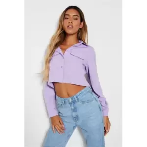 Image of I Saw It First Lilac Pocket Detail Button Through Shirt - Purple