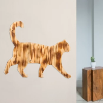 Image of Cat 1 - Walnut Walnut Decorative Wooden Wall Accessory