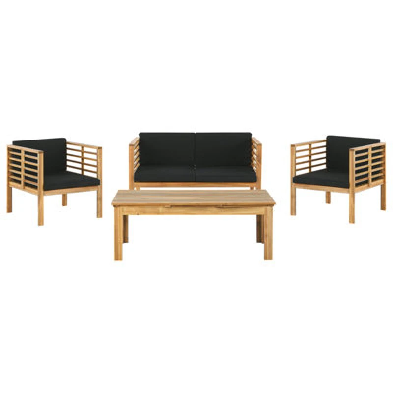 Image of Beliani Garden Lounge Set With Table 4 Seater Pacific Acacia Wood Black
