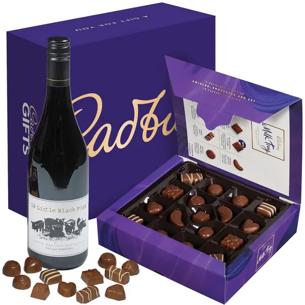 Image of Cadbury Gifts Direct Milk Tray Box & Red Wine Hamper ZCMKTRED