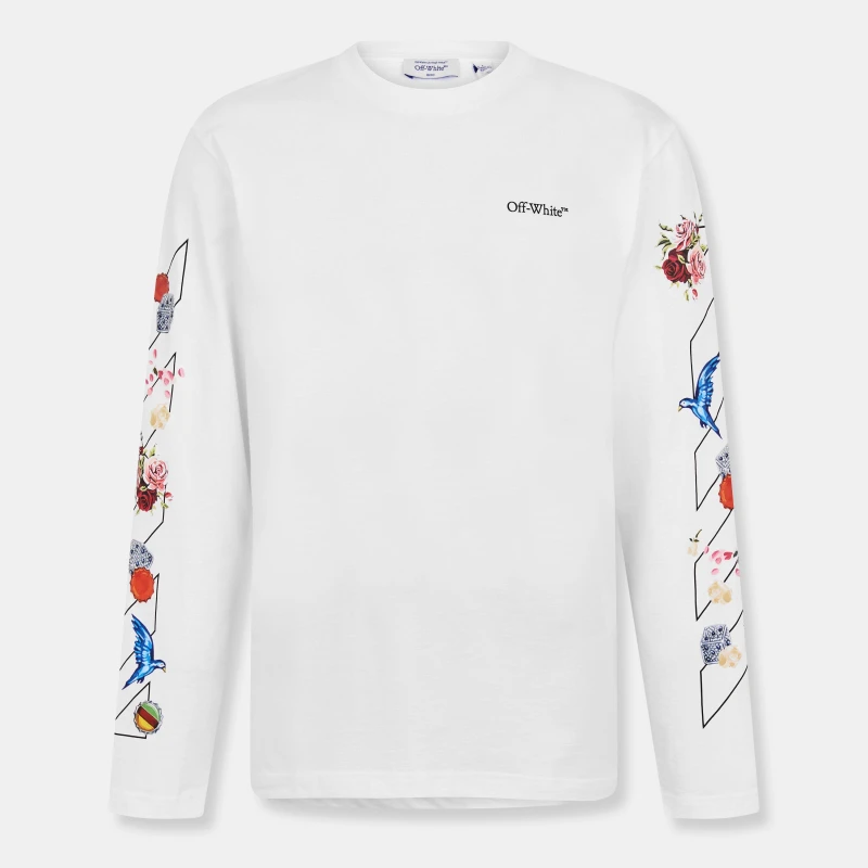 Image of Off White Mens Diag Skate T Long Sleeve T-Shirt White-Black male XS