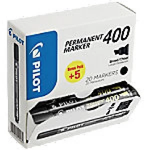 Image of Pilot Permanent Marker 400 Chisel Black Pack 20