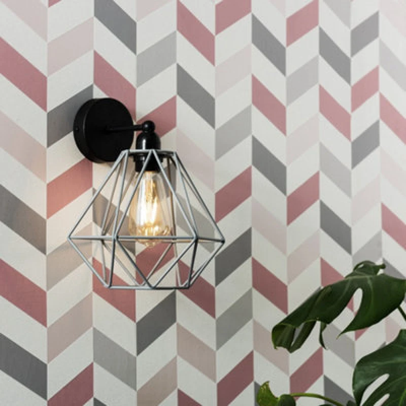 Image of ValueLights Black Indoor Wall Light Grey Shade Black