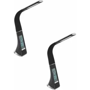 Image of 2 pack Table Lamp Colour Black Touch On/Off Dimming Clock LED 3.2W Included