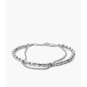Image of Fossil Womens Sadie Multi-Beaded Bracelet - Silver