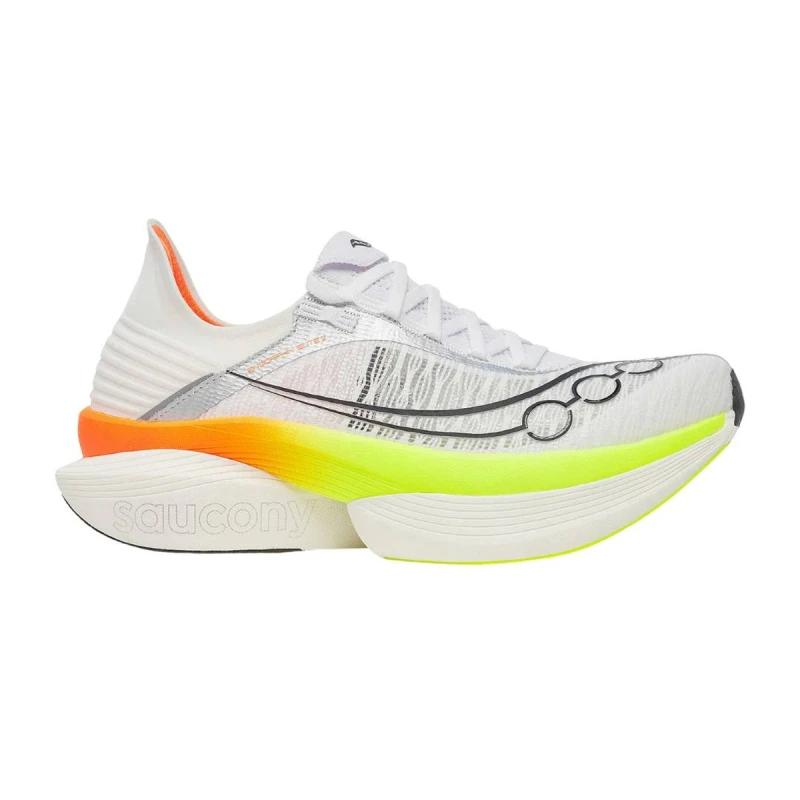 Image of Saucony Endorphin Elite 2 Shoes White Orange AW25 Unisex, Size 41 - EUR