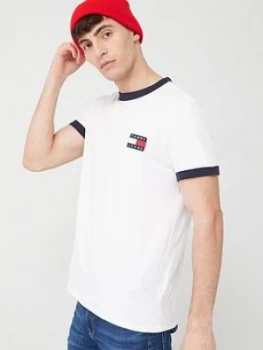 Image of Tommy Jeans Branded Ringer Short Sleeve T-Shirt - White