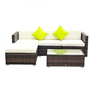 Image of Outsunny Rattan Sofa Set 860-017BN Brown, Cream-White, Green