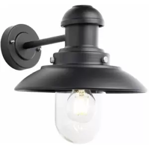 Image of Non Automatic Outdoor Wall Light - Matt Black & Glass Shade - IP44 Rated