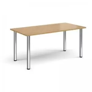 Image of Rectangular chrome radial leg meeting table 1600mm x 800mm - oak