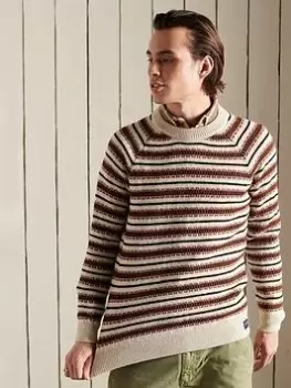 Image of Superdry Classic Pattern Crew Knit, Ecru Size XL Men