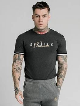 Image of Siksilk Short Sleeve Signature Tee, Grey, Size S, Men