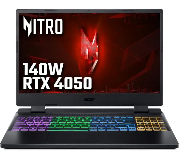Image of Currys Electronics > Computers > Laptops Acer Nitro 5 AN515-58-76HB 15.6" Gaming Laptop - Intel Core i7, RTX 4050, 1TB SSD, Black 10253518