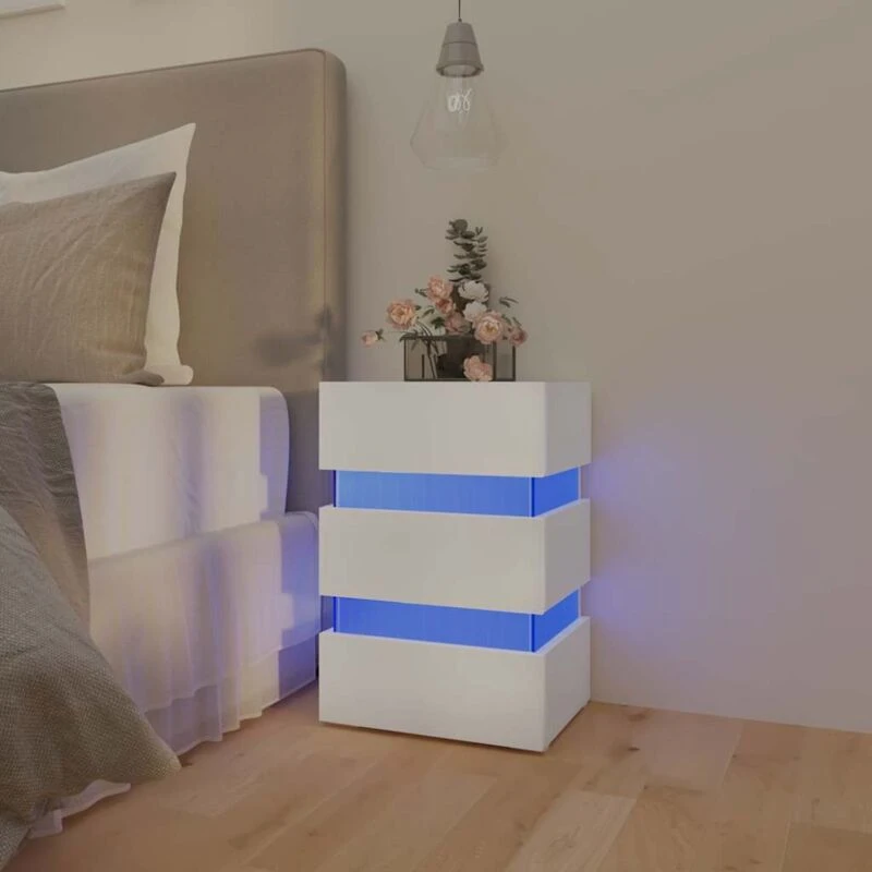 Image of VIDAXL LED Bedside Cabinet White 45x35x67cm Engineered Wood Vidaxl 8720286344385