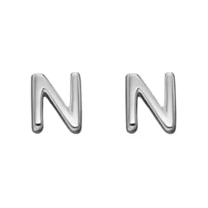 Image of Sterling Silver Alphabet Letter N Stud Earrings