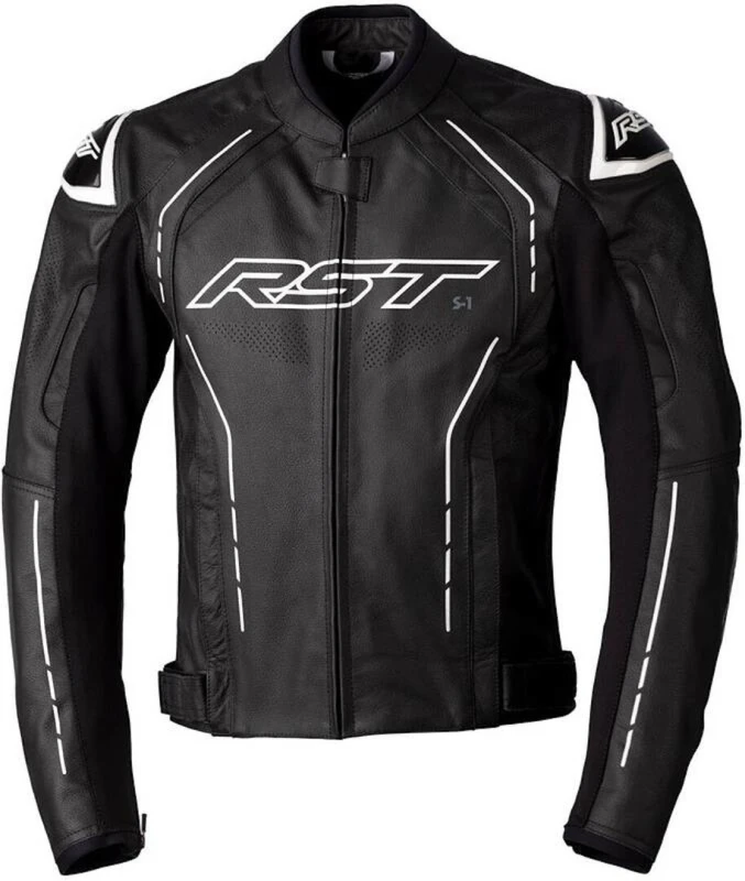 Image of RST S1 Leather Jacket Black White Size 48