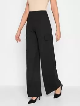 Image of Long Tall Sally Black Cargo Wide Leg Trouser 36 Inch, Black, Size 16, Women