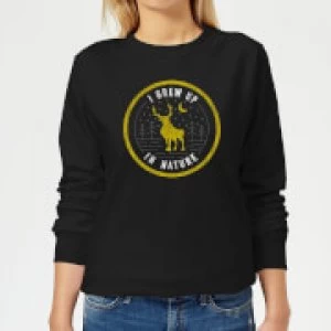 Image of Frozen 2 I Grew Up In Nature Womens Sweatshirt - Black - S