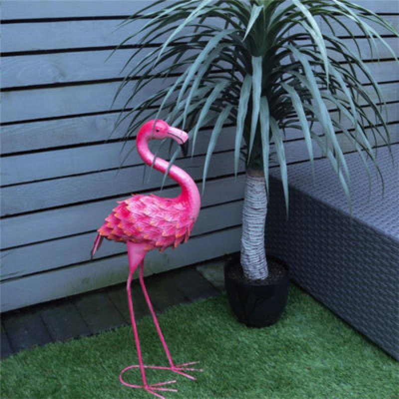 Image of St Helens Home & Garden St Helens Home And Garden Metal Flamingo Garden Ornament 61Cm Height