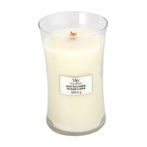 Image of WoodWick White Tea & Jasmine Large Jar Candle 609.6g