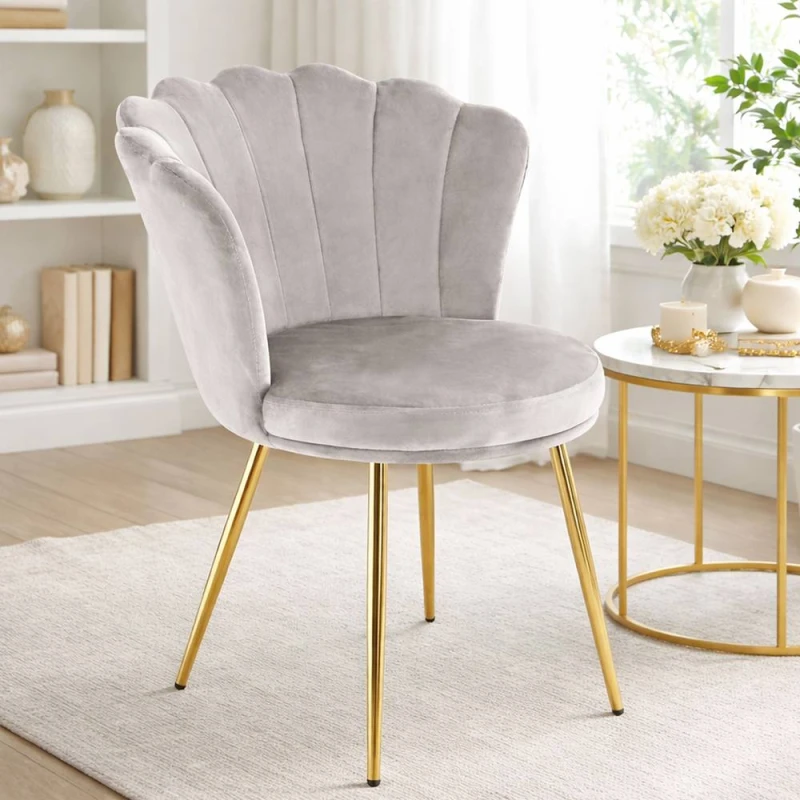 Image of RayGar Genesis Freya Accent Chair With Petal Back In Velvet - Taupe, Brown RG1492
