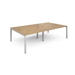 Image of Bench Desk 4 Person Rectangular Desks 2800mm Oak Tops With White Frames 1600mm Depth Connex