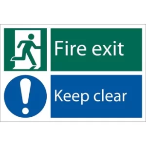 Image of Draper Fire Exit Keep Clear' Safety Sign, 300 x 200mm, Design 2