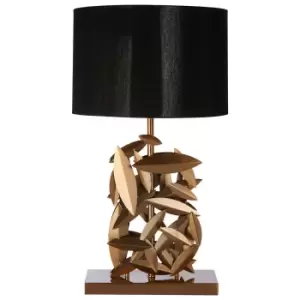 Image of Premier Housewares Zilla Table Lamp in Gold Finish with Black Linen Shade